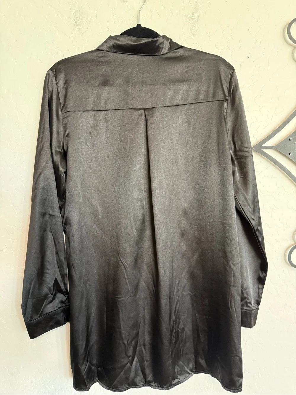 PRINCESS POLLY 90210 Satin Shirt Mini Dress - Black - Size 6 - Picture 6 of 11